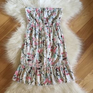 Strapless Floral Dress